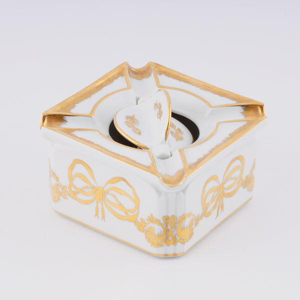 Antique Empire style gold painted porcelain cigar ashtray