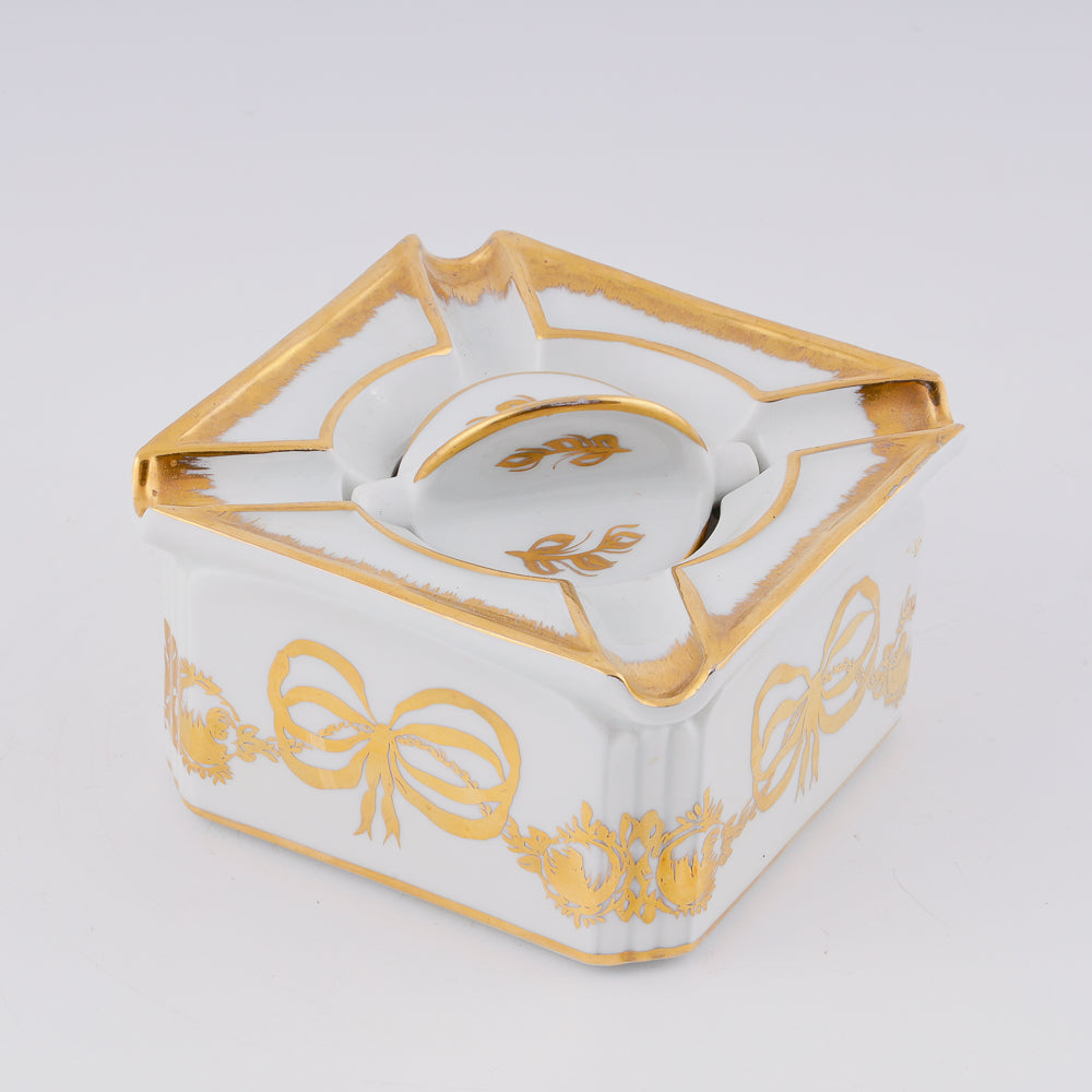 Antique Empire style gold painted porcelain cigar ashtray