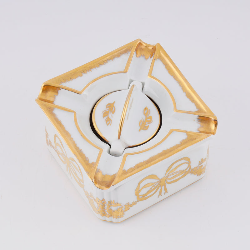 Antique Empire style gold painted porcelain cigar ashtray