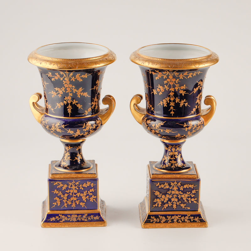 Pair of 19th century cobalt blue Royal Vienna vases
