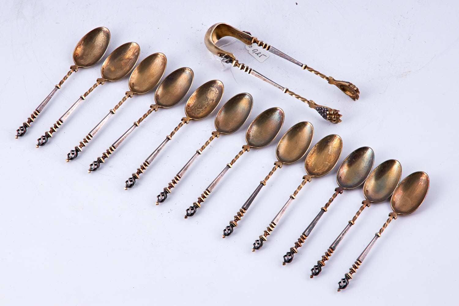 Twelve teaspoon sterling silver set in a velvet-lined presentation box