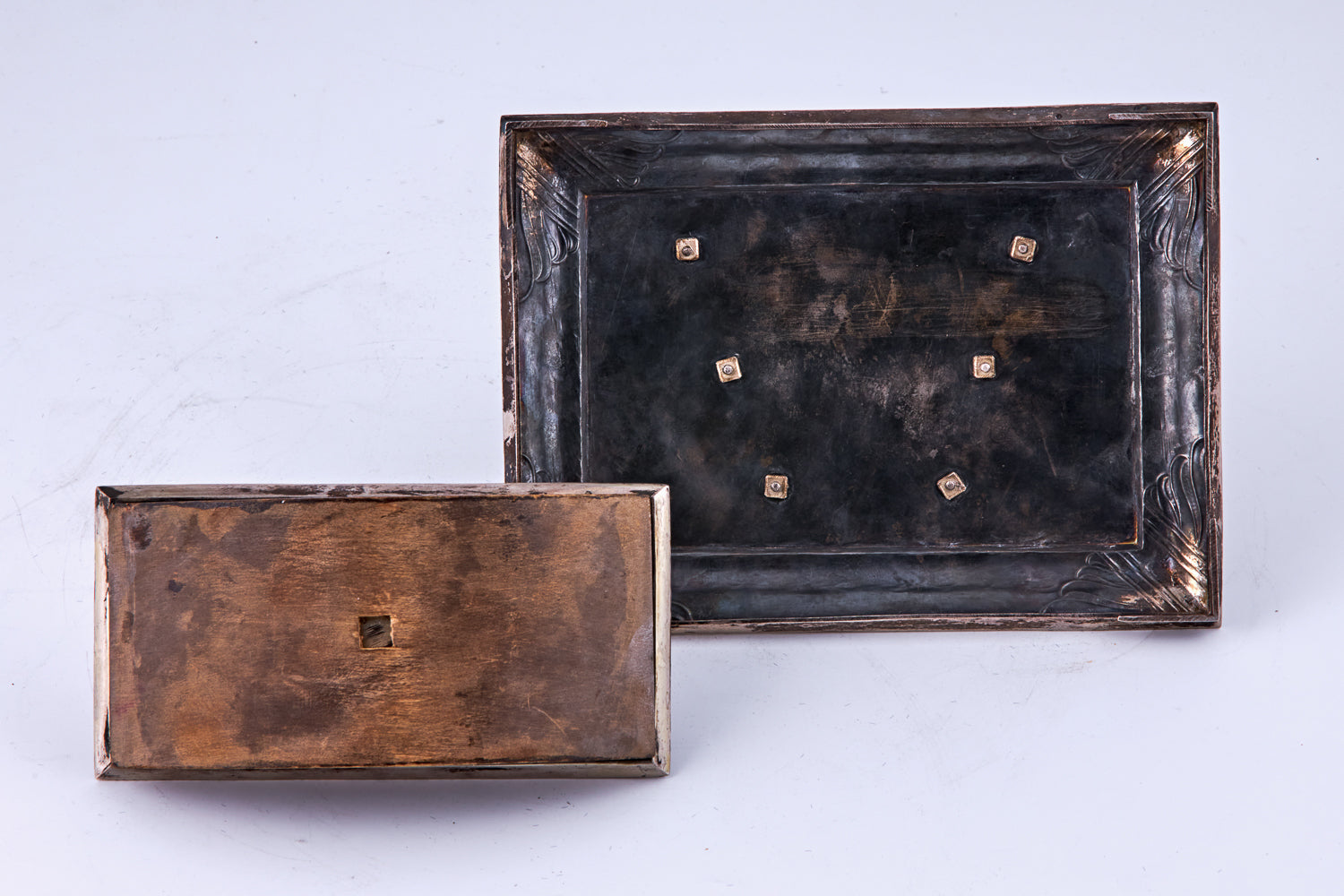 Art Deco wooden and Silver (assay 875) postal products, a letter holder, and an ink blotter