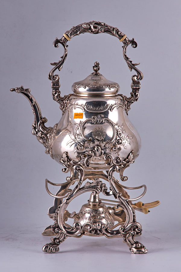 古董銀水壺，帶有奧匈帝國銀 800 標誌和製造商標記 BF