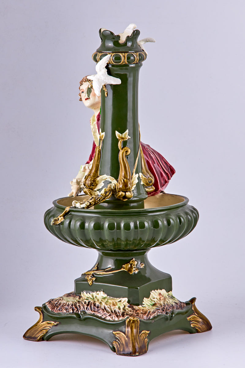 Art Nouveau hand-painted relief modeled majolica decorative vase