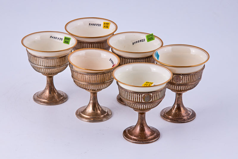 Vintage LENOX china set of 18 items decorated with gilt trims and fitted in sterling silver holders