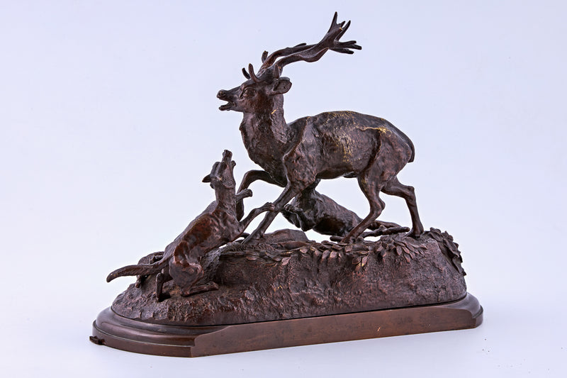 Patinated bronze sculpture of a Hunt scene