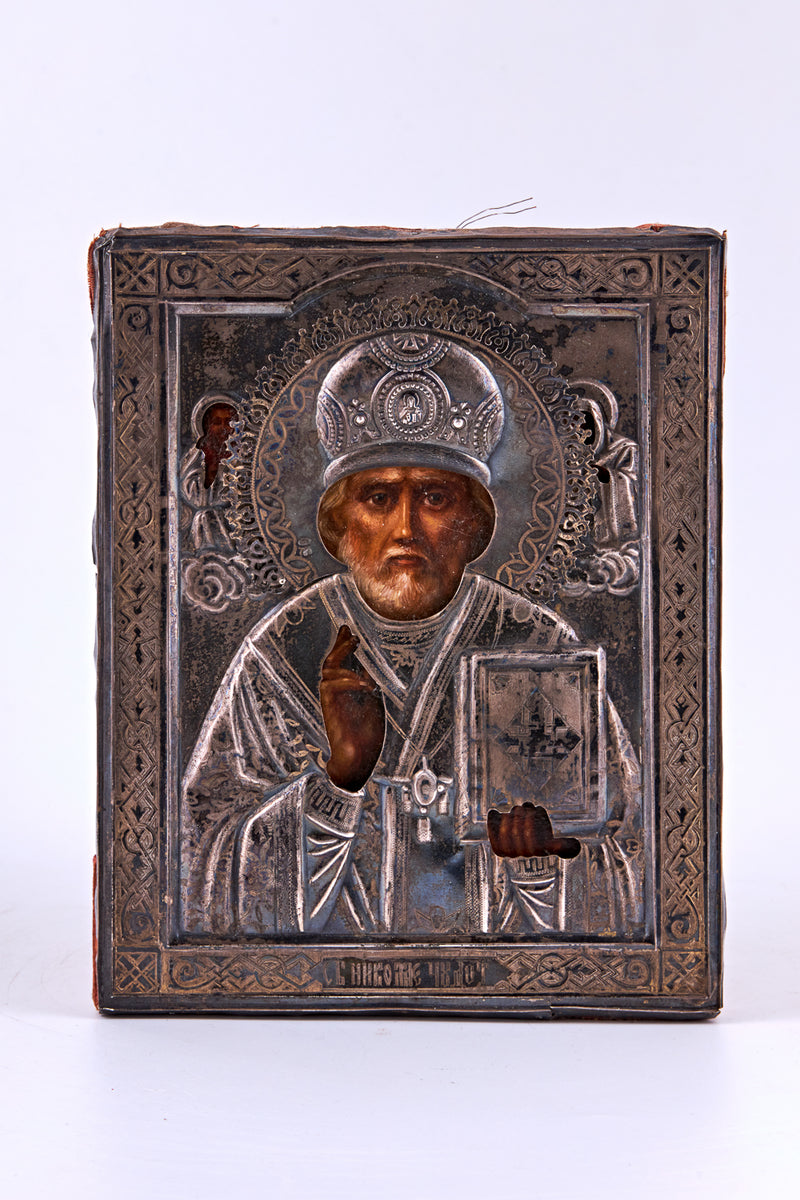 Icon on birch wood depicting Nicholas the wonderworker