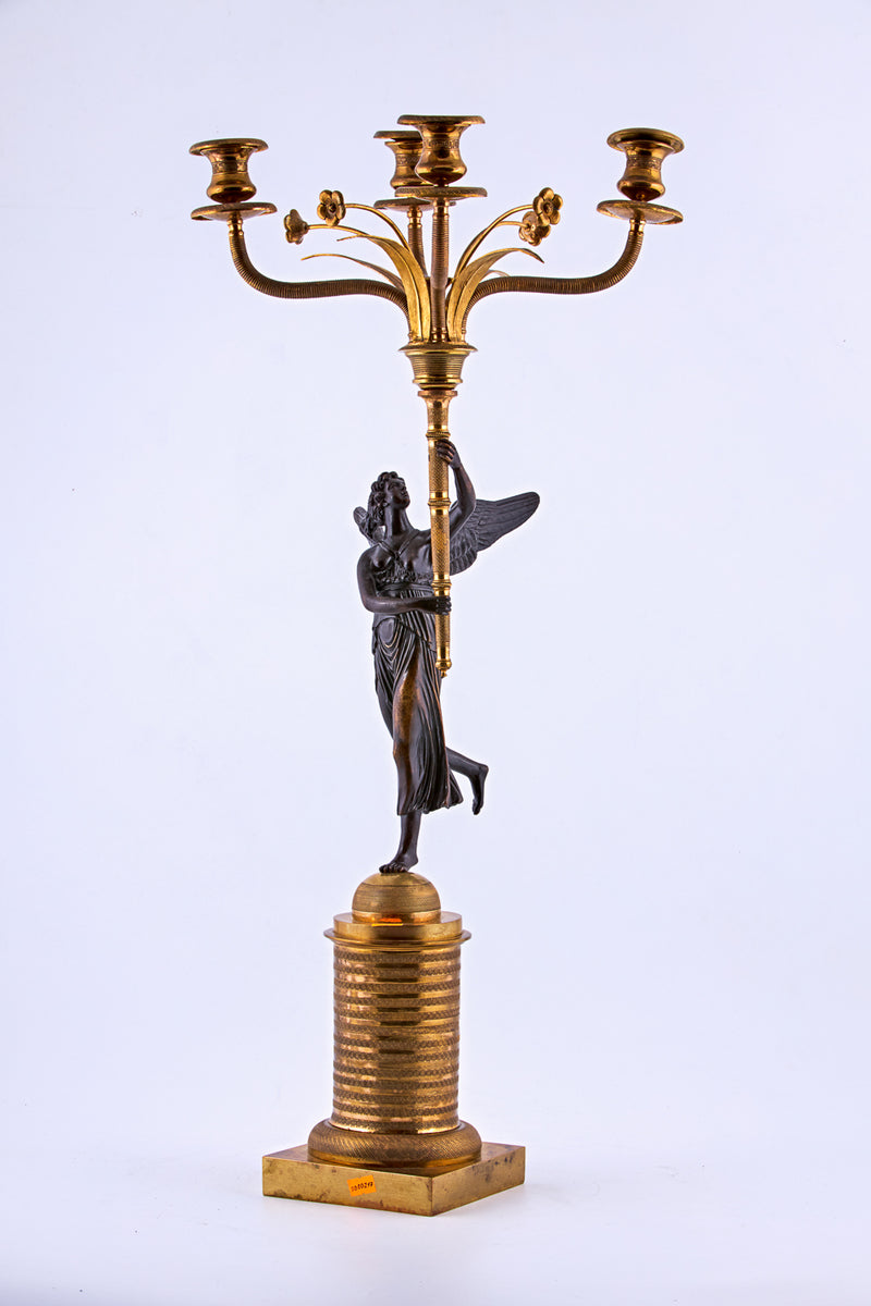 Imposing gold-plated bronze candelabra
