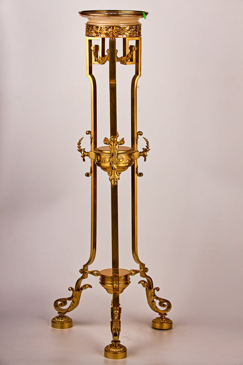 Gold plated bronze console with marble table-top