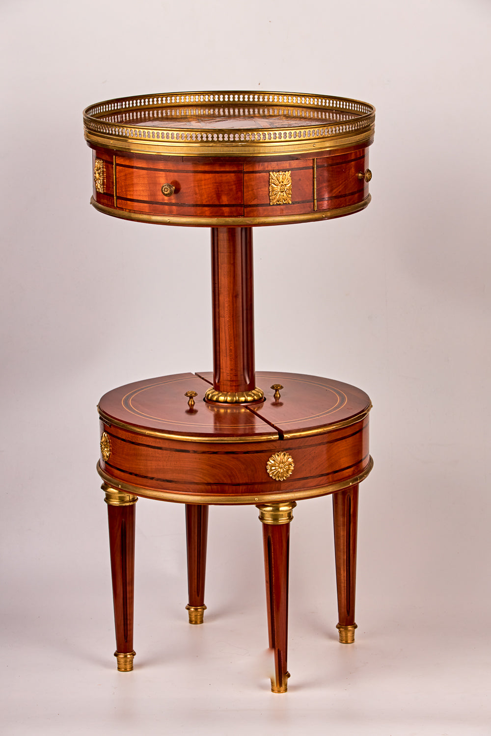 Art Deco rosewood console with drawers and Gilt bronze decorative elements