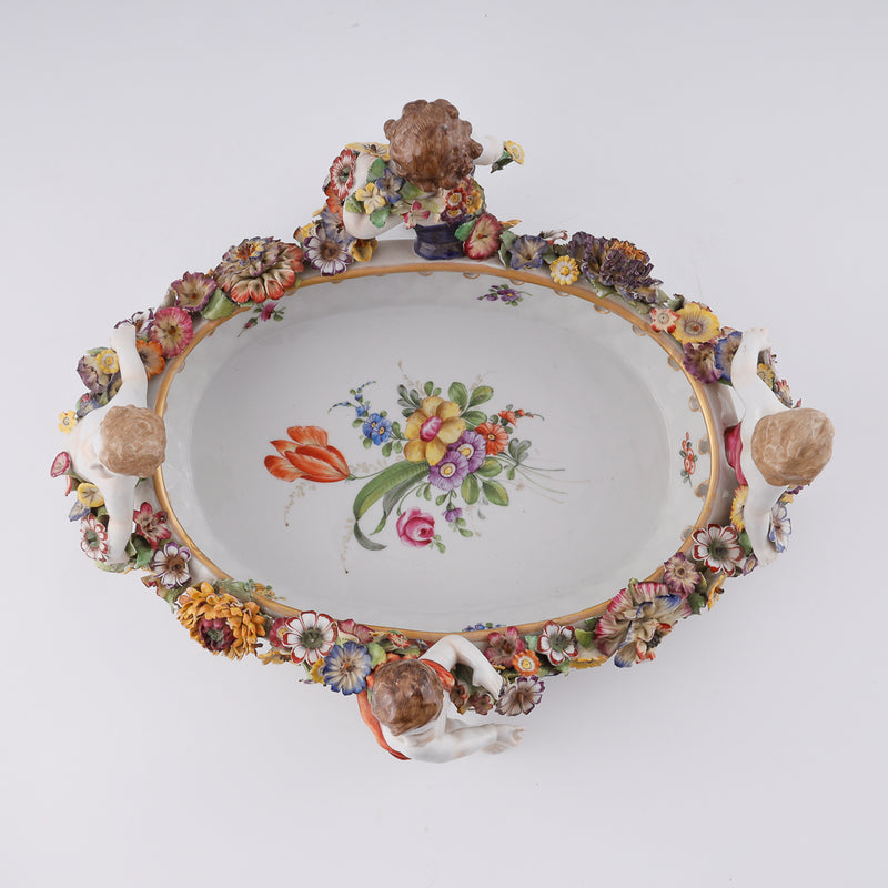 Frutero de porcelana del Antiguo París del siglo XIX.