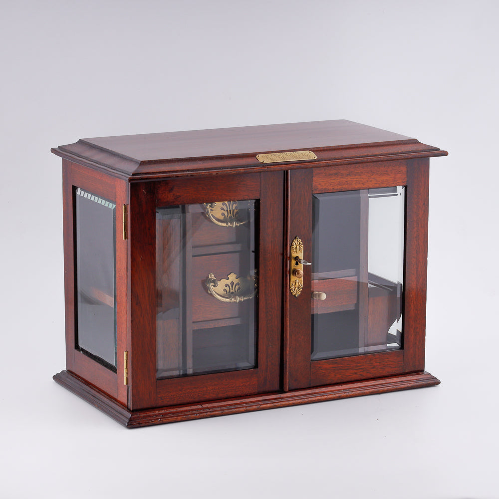 Antique 19th-century mahogany and glass smokers cabinet