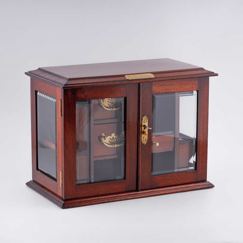 Antique 19th-century mahogany and glass smokers cabinet