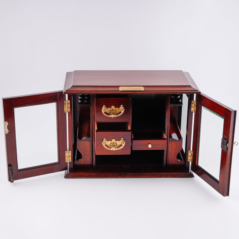 Antique 19th-century mahogany and glass smokers cabinet