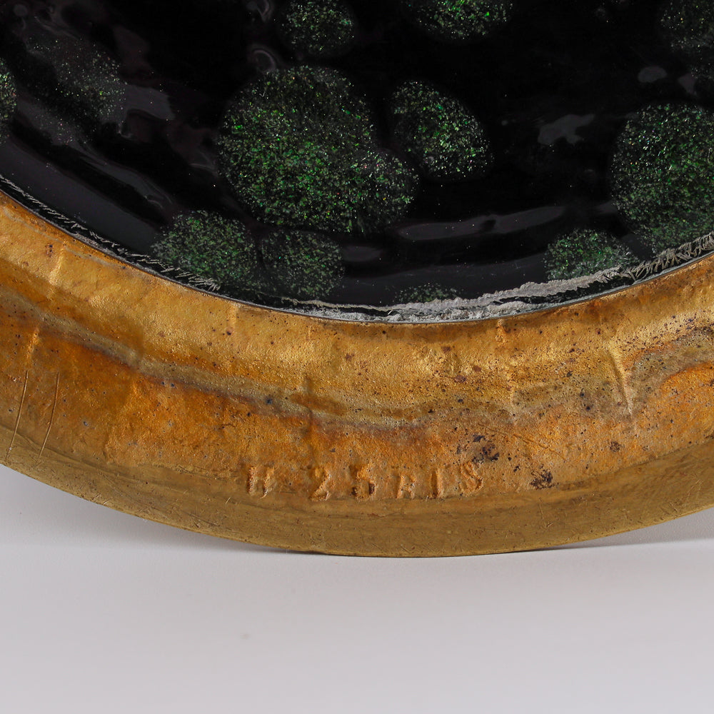 Pair of Jugendstyle vases with floral motifs and  bronze framework