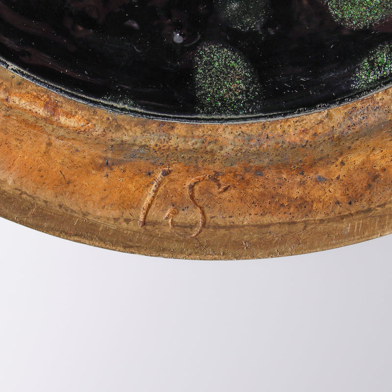 Pair of Jugendstyle vases with floral motifs and  bronze framework