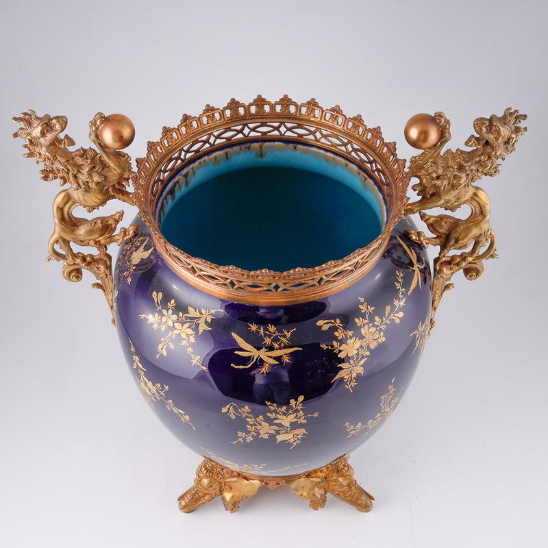 Sevres cobalt blue porcelain flower pot