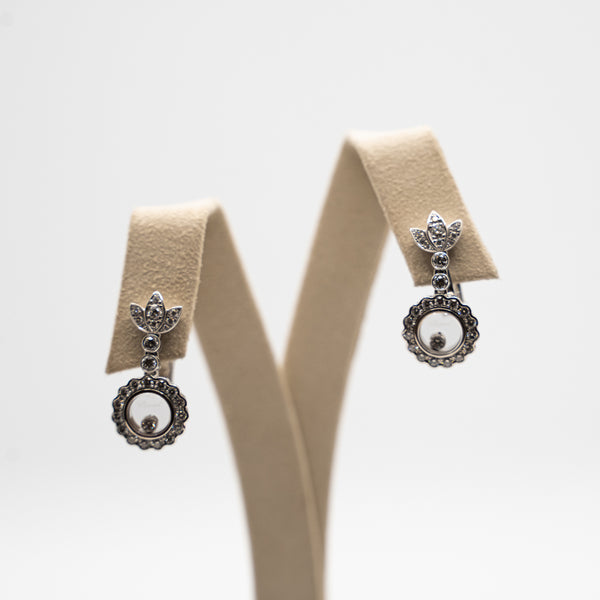 Pendientes colgantes de diamantes Chopard de la "colección Happy Diamonds"