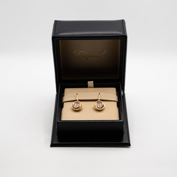 Chopard 18k rose gold Happy Diamonds earrings from "Happy Emotions" collection