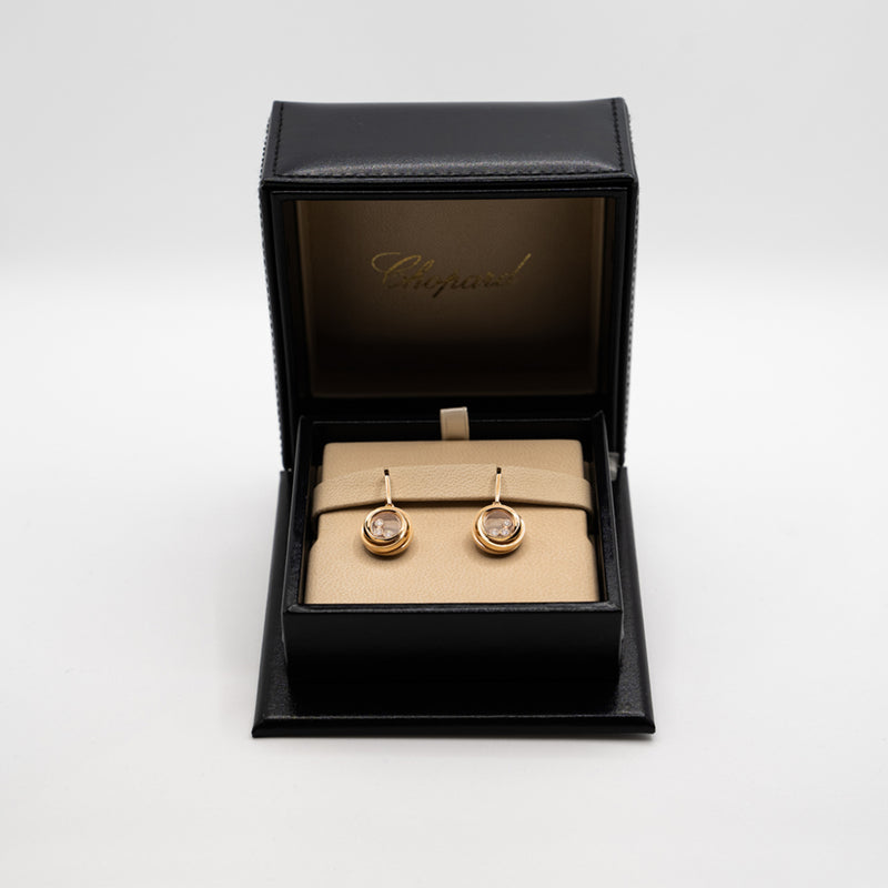 Chopard 18k rose gold Happy Diamonds earrings from "Happy Emotions" collection