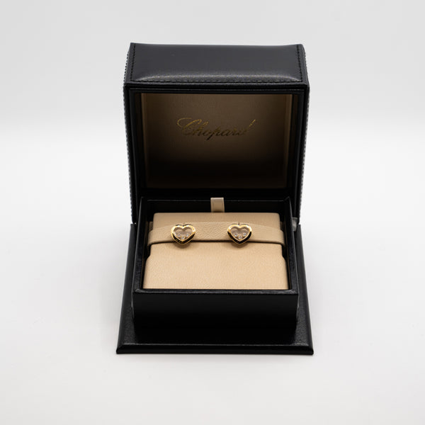 Pendientes Chopard Happy Diamonds en oro amarillo de 18k de la colección "Icons Heart"