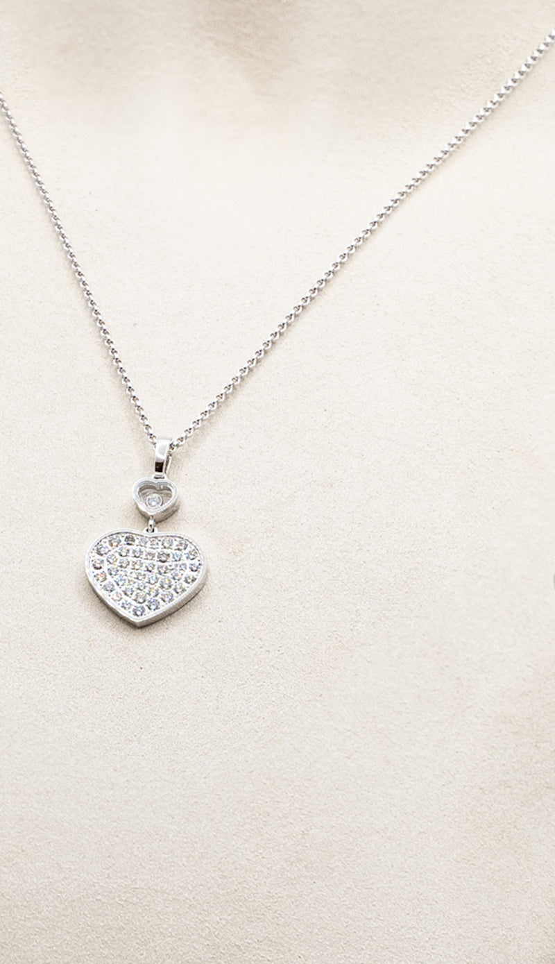 Chopard 18k white gold necklace with pendant from Happy Hearts collection
