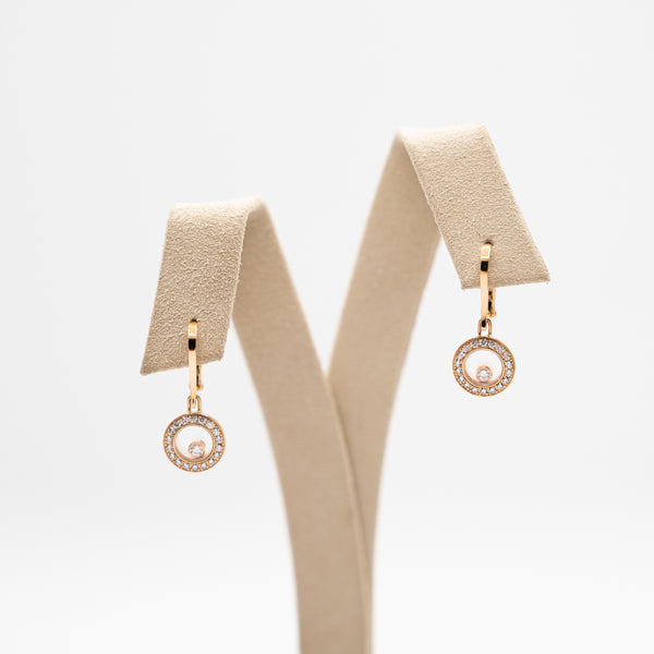 Pendientes Chopard de oro rosa de 18 quilates de la colección "Happy Diamonds Icons"