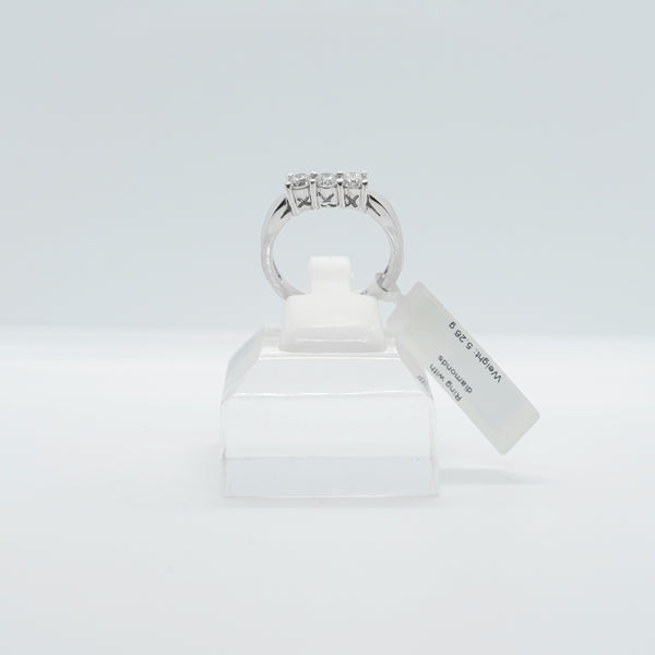 18k white gold "Past, Present, Future" ring set with three natural diamonds