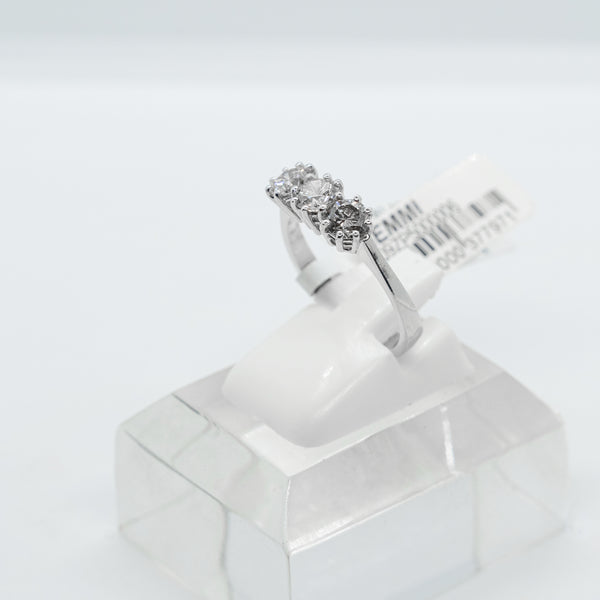 18K 白金「過去、現在、未來」戒指，鑲嵌 1.22CTW 天然鑽石