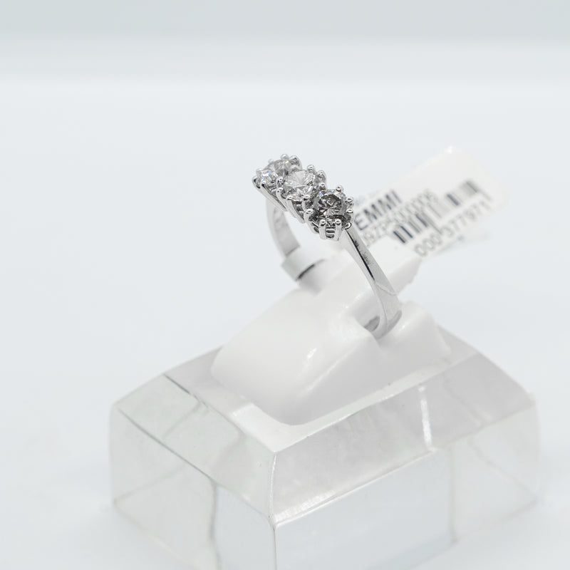 Anillo "Pasado, Presente, Futuro" de oro blanco de 18k engastado con 1.22CTW de diamantes naturales