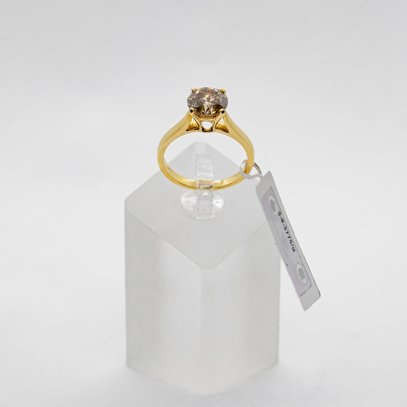 18k yellow gold engagement ring set with Fancy Orange Brown diamond