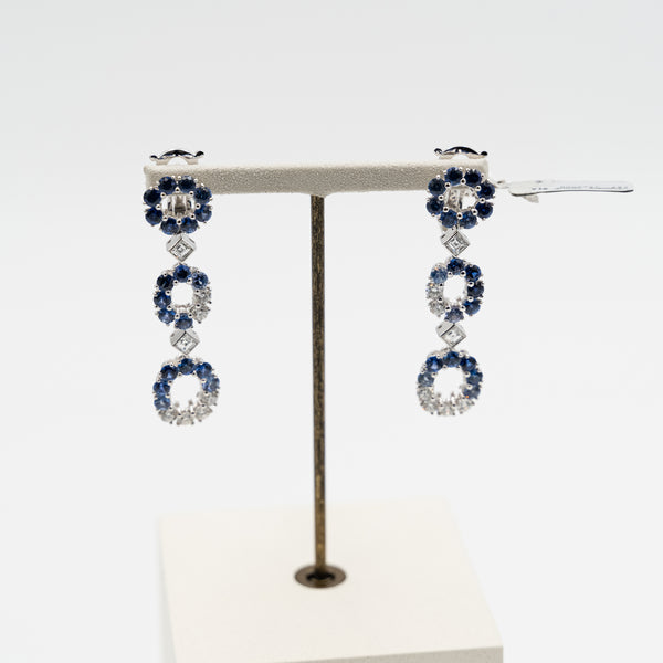 Hight jewellery Boucheron 18k white gold earrings set with diamonds and sapphires