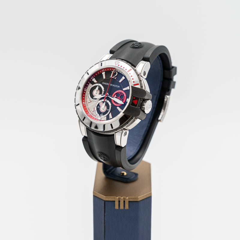 Reloj de pulsera para hombre Harry Winston Ocean Diver OCEACH44WZ001 de oro blanco de 18 quilates y zalium