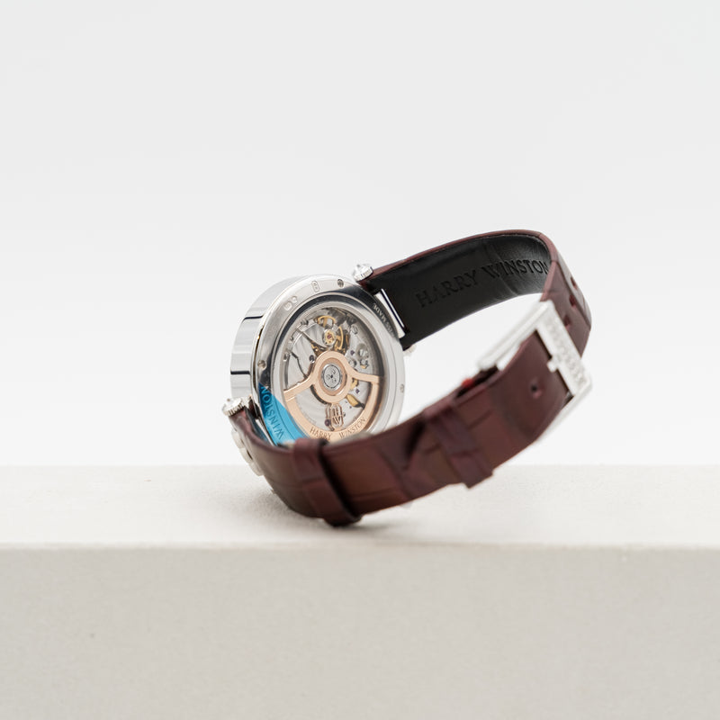 海瑞溫斯頓 18K 白金 Premier 女士腕錶，鑲鑽，參考編號：PRNASS36WW001