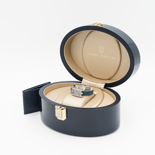 Reloj de pulsera para mujer Harry Winston Avenue Classic Cherry Blosson de cuarzo, oro blanco 18, número de referencia: AVEQHM21WW286