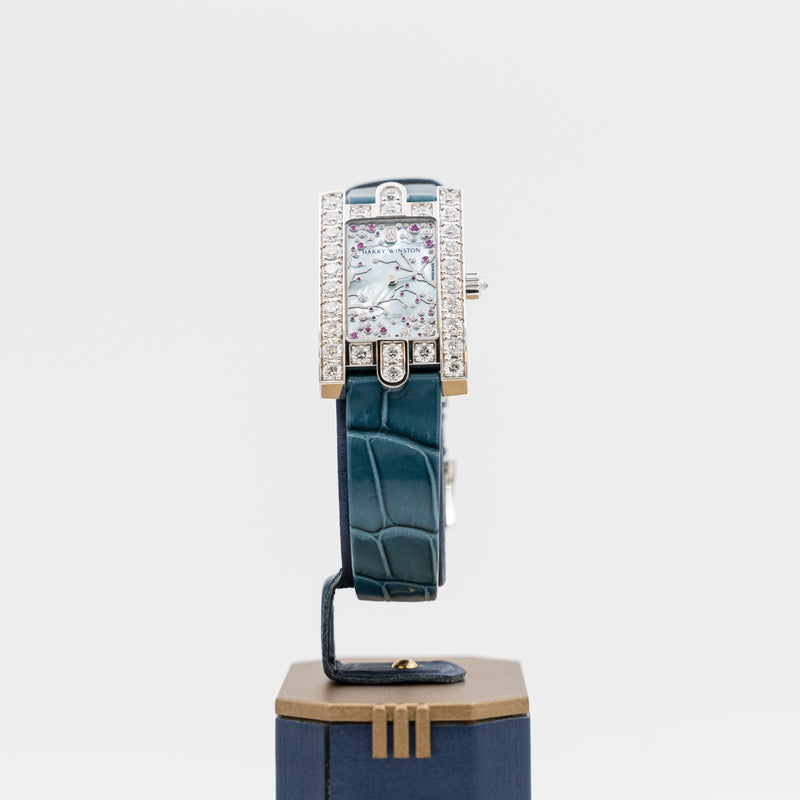 Harry Winston Avenue Classic Cherry Blosson Quartz 18 white gold Ladies wristwatch, Reference number: AVEQHM21WW286