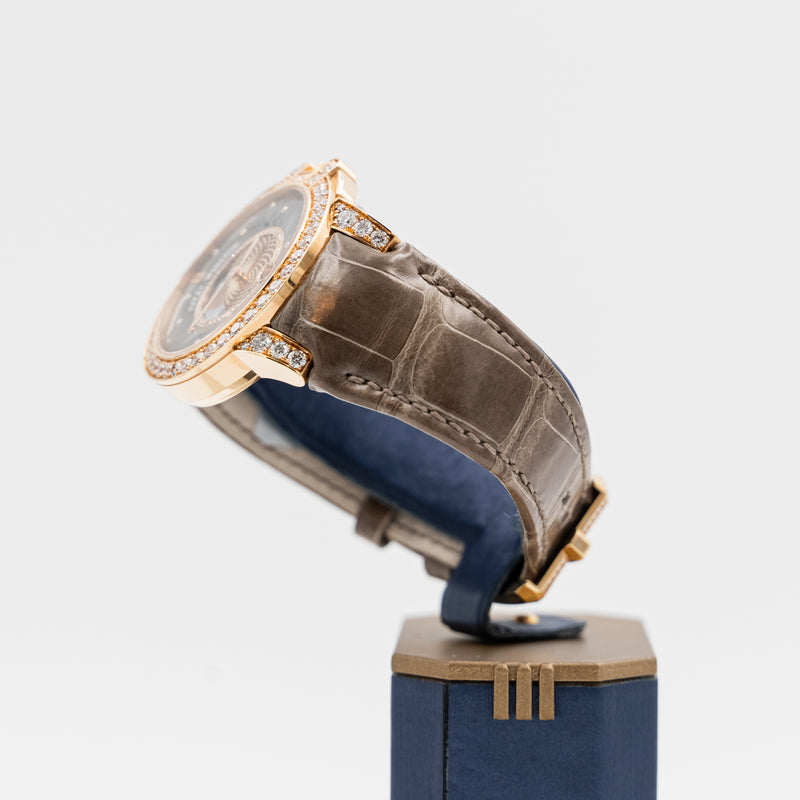 海瑞溫斯頓月相石英 18 玫瑰金女錶鑲鑽，參考編號 OCEQMP36RR026