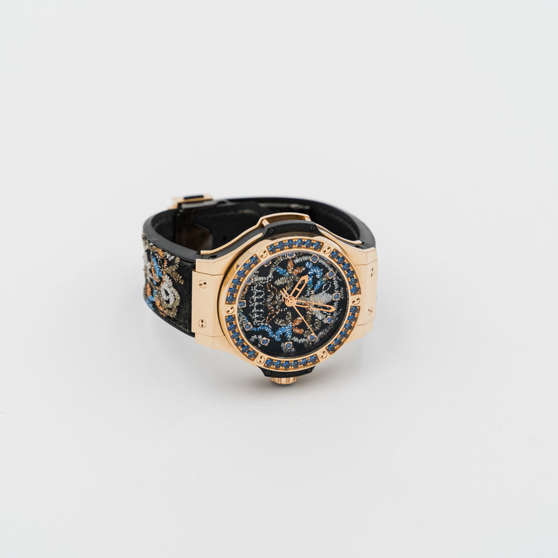 Limited edition 200 Hublot Big Bang "Broderie Sugar Skull Gold" wristwatch