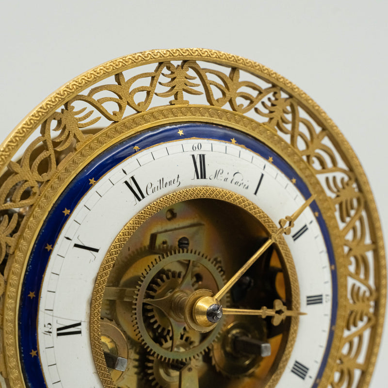 Reloj de mesa francés antiguo Fusee Skeleton