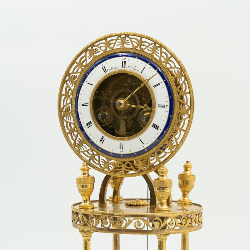 Reloj de mesa francés antiguo Fusee Skeleton