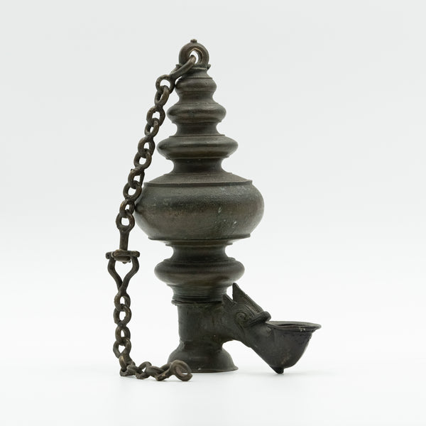 古董中國 19 世紀青銅油吊燈