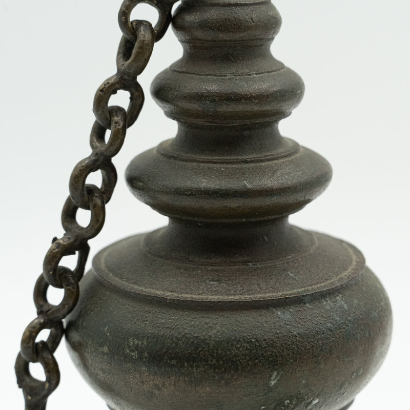 Antique Chinese 19th century bronze oil pendant lamp