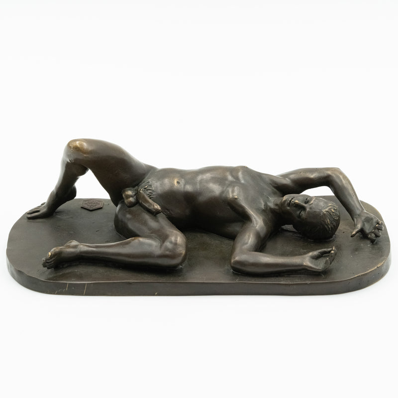 20th century Bronze erotic sculpture depicting araused male by Jean Patoue