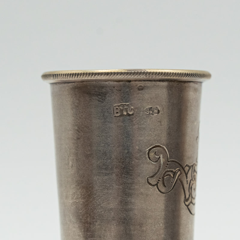 銀匠索科洛夫製作的一對俄羅斯純銀伏特加酒杯
