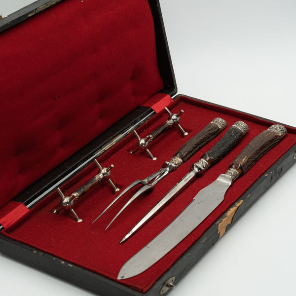 Set of British silver meat serving tools by Best Sheer Steel - Sheffield.