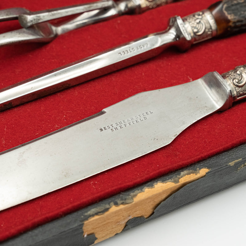 謝菲爾德 Best Sheer Steel 出品的一套英國銀質肉類服務工具。