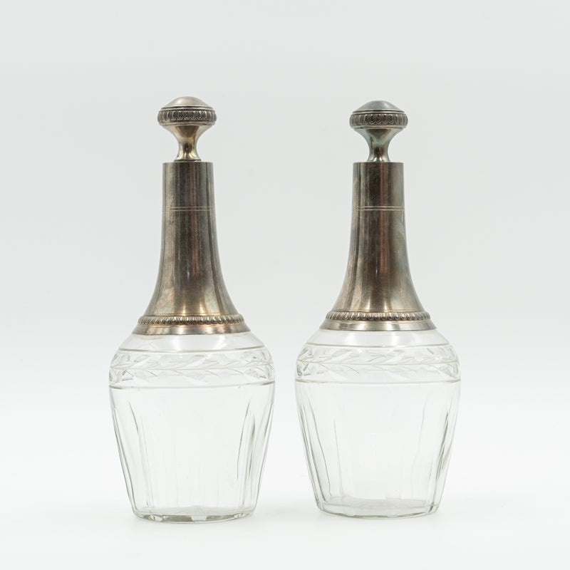 Par de garrafas de cristal francesas del siglo XIX de Cabanon Montpellier Bijoutier