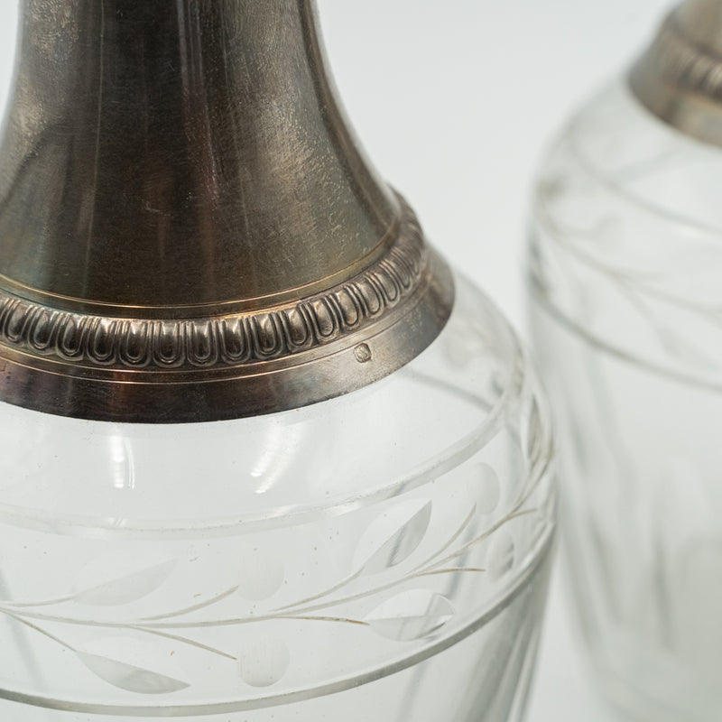 Par de garrafas de cristal francesas del siglo XIX de Cabanon Montpellier Bijoutier