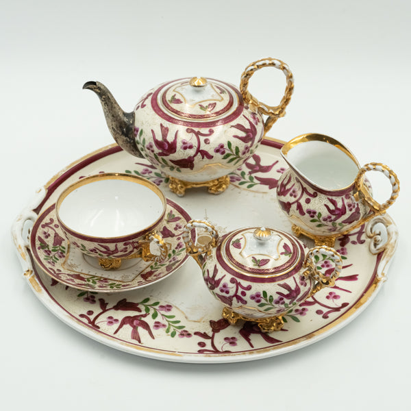 Late 19th-century porcelain "Egoist" tea set for one person consisting of six objects