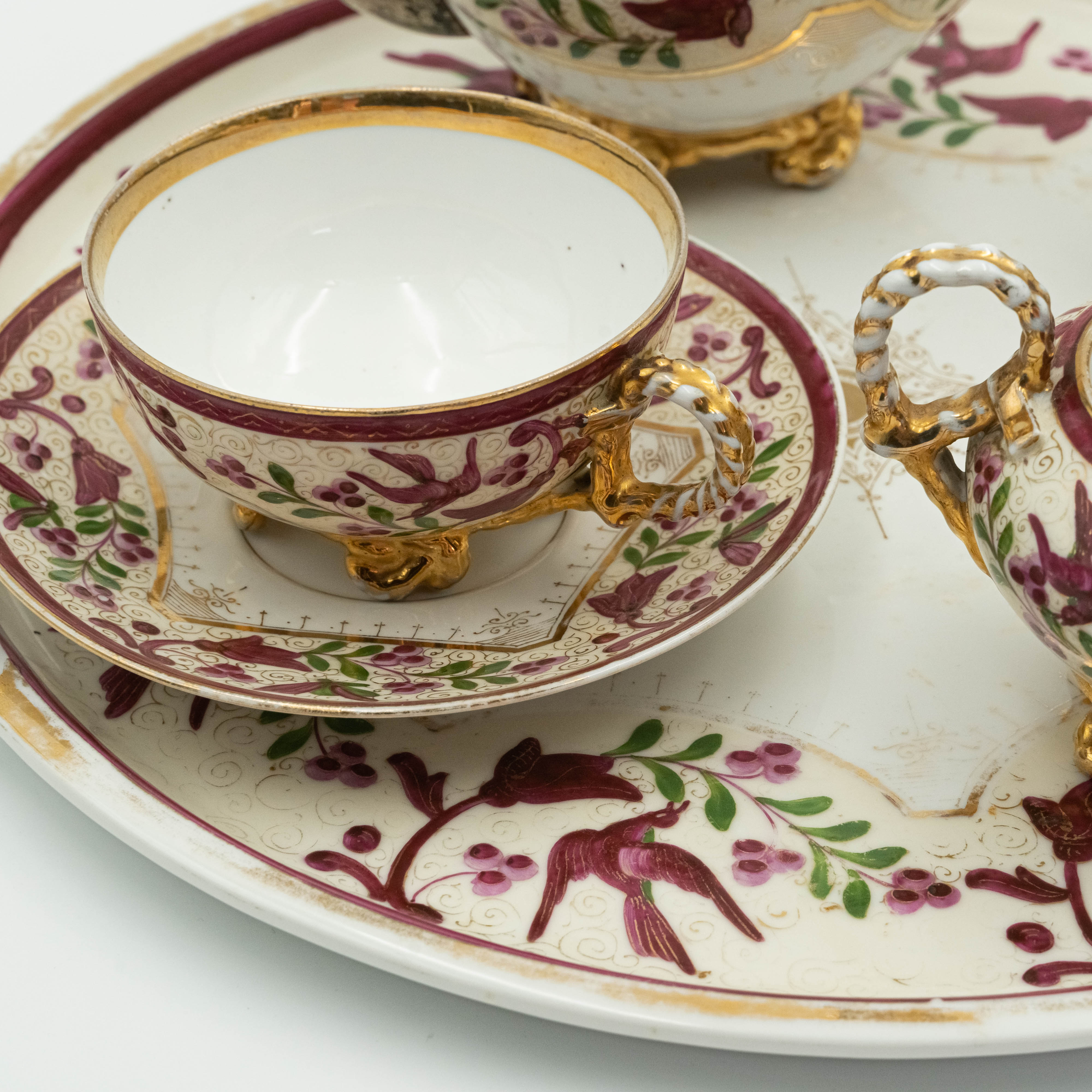 Late 19th-century porcelain "Egoist" tea set for one person consisting of six objects